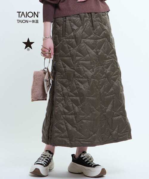 TAION(タイオン)の「【TAION】MILITARY STAR★ QUILTING SKIRT(スカート・レディース・ブラック/ベージュ/オリーブ・FREE)」の3枚目の写真