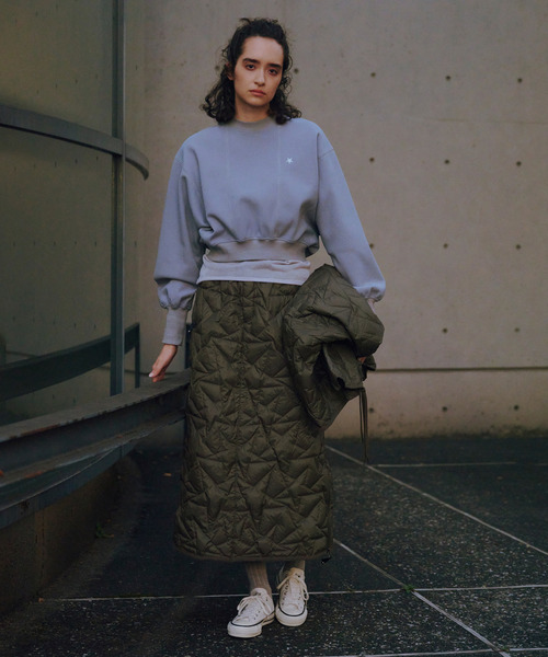 TAION(タイオン)の「【TAION】MILITARY STAR★ QUILTING SKIRT(スカート・レディース・ブラック/ベージュ/オリーブ・FREE)」の4枚目の写真