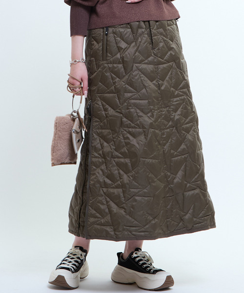 TAION(タイオン)の「【TAION】MILITARY STAR★ QUILTING SKIRT(スカート・レディース・ブラック/ベージュ/オリーブ・FREE)」の5枚目の写真