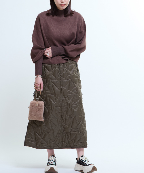 TAION(タイオン)の「【TAION】MILITARY STAR★ QUILTING SKIRT(スカート・レディース・ブラック/ベージュ/オリーブ・FREE)」の6枚目の写真