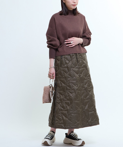 TAION(タイオン)の「【TAION】MILITARY STAR★ QUILTING SKIRT(スカート・レディース・ブラック/ベージュ/オリーブ・FREE)」の7枚目の写真