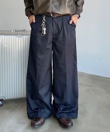 パンツ（ブルー・ネイビー/青色系・ストライプ柄）ファッション