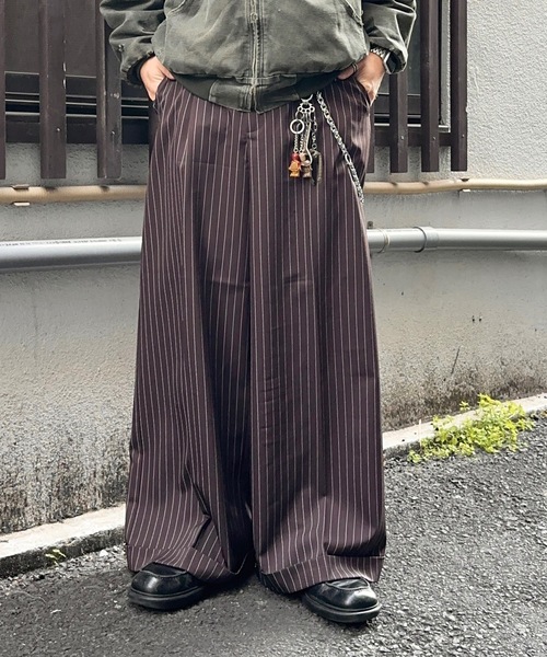 MandO（Auntie Rosa）（エムオー）の「アソートバギーロールアップワイドパンツ/ストライプ&チェック&無地（スラックス・メンズ・ネイビー系1/ネイビー系/ブラウン系その他2/ブラック系その他/グレー系その他2/ブラウン系その他/ブラック/グレー系その他3/ベージュ系その他/ネイビー系2・LARGE/MEDIUM/SMALL）」の5枚目の写真