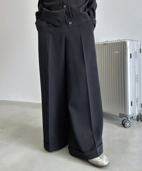 【MandO】ストライプチェックバギーロールアップワイドパンツ MandO（Auntie Rosa）（エムオー）の「【MandO】ストライプ&無地