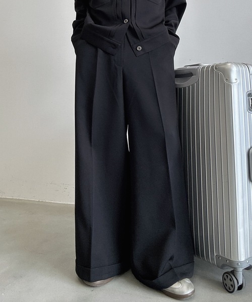 【MandO】ストライプチェックバギーロールアップワイドパンツ MandO（Auntie Rosa）（エムオー）の「【MandO】ストライプ&無地