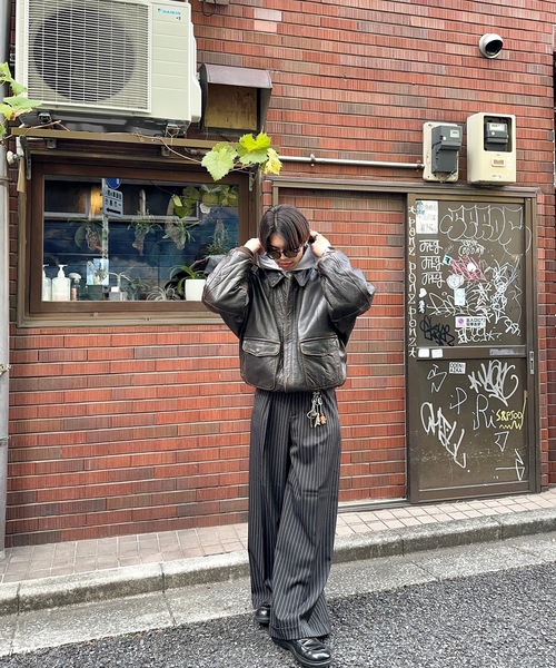 MandO（Auntie Rosa）（エムオー）の「アソートバギーロールアップワイドパンツ/ストライプ&チェック&無地（スラックス・メンズ・ネイビー系1/ネイビー系/ブラウン系その他2/ブラック系その他/グレー系その他2/ブラウン系その他/ブラック/グレー系その他3/ベージュ系その他/ネイビー系2・LARGE/MEDIUM/SMALL）」の14枚目の写真