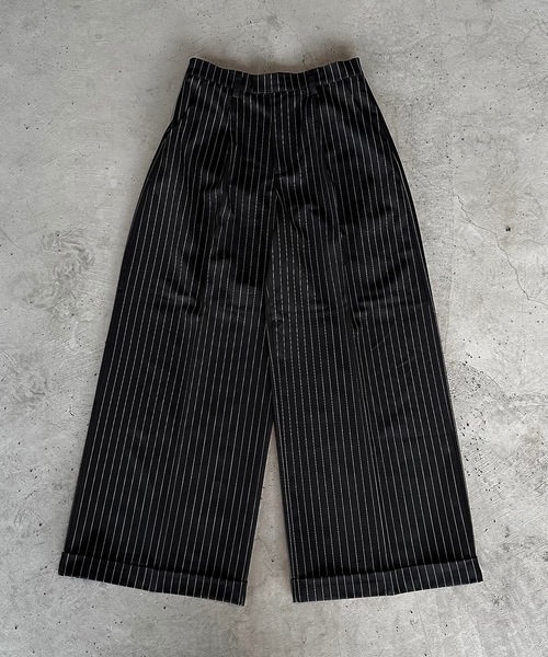 【超美品】 MandO ストライプロールアップワイドスラックス MandO（Auntie Rosa）（エムオー）の「【MandO】ストライプ&無地