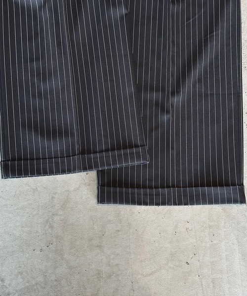 【超美品】 MandO ストライプロールアップワイドスラックス MandO（Auntie Rosa）（エムオー）の「【MandO】ストライプ&無地