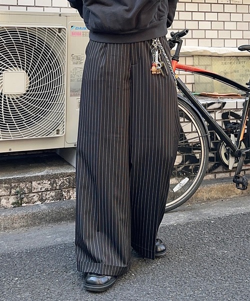 【MandO】ストライプチェックバギーロールアップワイドパンツ MandO（Auntie Rosa）（エムオー）の「【MandO】ストライプ&無地