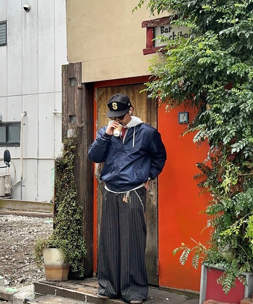 【MandO】ストライプチェックバギーロールアップワイドパンツ MandO（Auntie Rosa）（エムオー）の「【MandO】ストライプ&無地