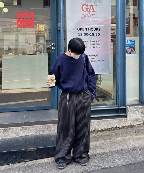 MandO（Auntie Rosa）（エムオー）の「アソートバギーロールアップワイドパンツ/ストライプ&チェック&無地（スラックス・メンズ・ネイビー系1/ネイビー系/ブラウン系その他2/ブラック系その他/グレー系その他2/ブラウン系その他/ブラック/グレー系その他3/ベージュ系その他/ネイビー系2・LARGE/MEDIUM/SMALL）」の19枚目の写真