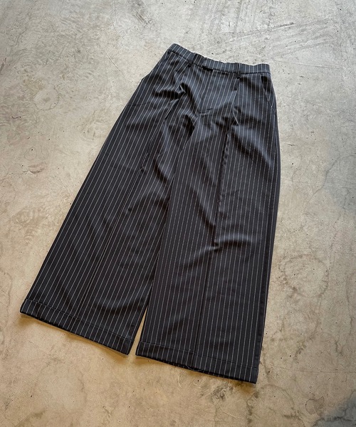 アソートバギーロールアップワイドパンツ/ストライプ&チェック