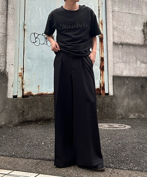 【超美品】 MandO ストライプロールアップワイドスラックス MandO（Auntie Rosa）（エムオー）の「【MandO】ストライプ&無地