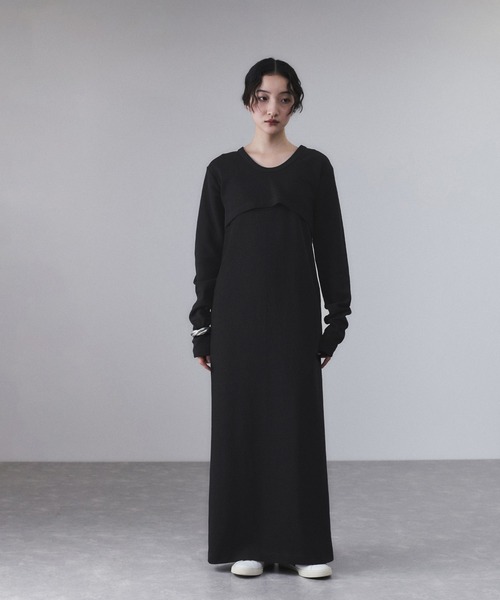 ADAM ET ROPE'（アダムエロペ）の「【サステナブル】Wフェイスジャージーセットワンピース（ワンピース・レディース・ブラウン/ブラック・36/38）」の5枚目の写真