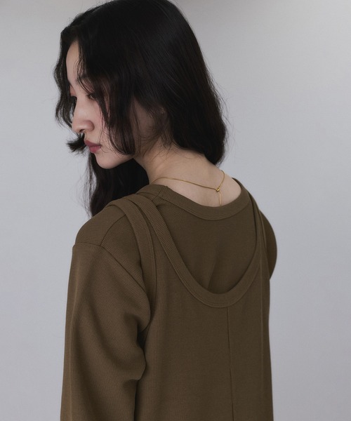 ADAM ET ROPE'（アダムエロペ）の「【サステナブル】Wフェイスジャージーセットワンピース（ワンピース・レディース・ブラウン/ブラック・36/38）」の12枚目の写真