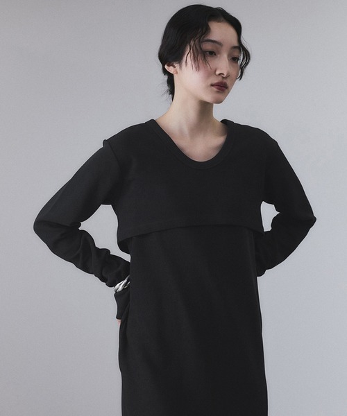 ADAM ET ROPE'（アダムエロペ）の「【サステナブル】Wフェイスジャージーセットワンピース（ワンピース・レディース・ブラウン/ブラック・36/38）」の18枚目の写真