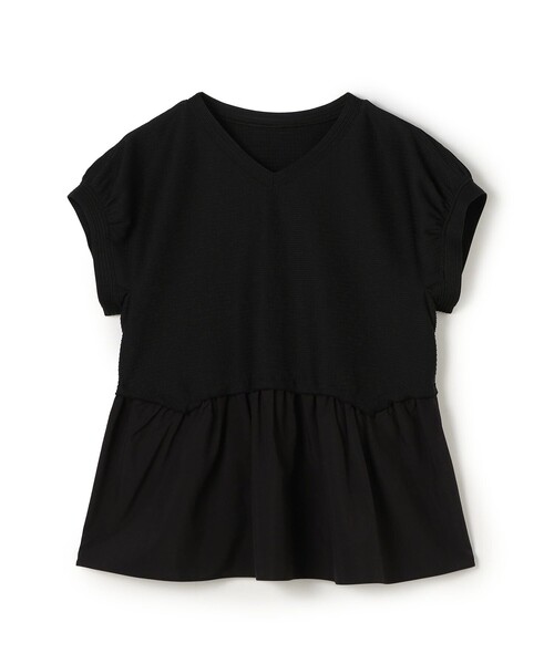 BALLSEY（ボールジィ）の「アイレットジャージー ソフトVネックプルオーバー（Tシャツ/カットソー・レディース・ホワイト/ブラック・S）」の2枚目の写真