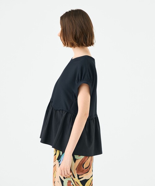 BALLSEY（ボールジィ）の「アイレットジャージー ソフトVネックプルオーバー（Tシャツ/カットソー・レディース・ホワイト/ブラック・S）」の5枚目の写真