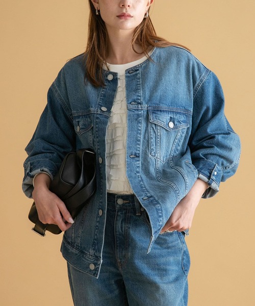 美品◎urban research sonnylabel オーバーサイズGジャン ノーカラーオーバーサイズGジャン(デニムジャケット)|URBAN
