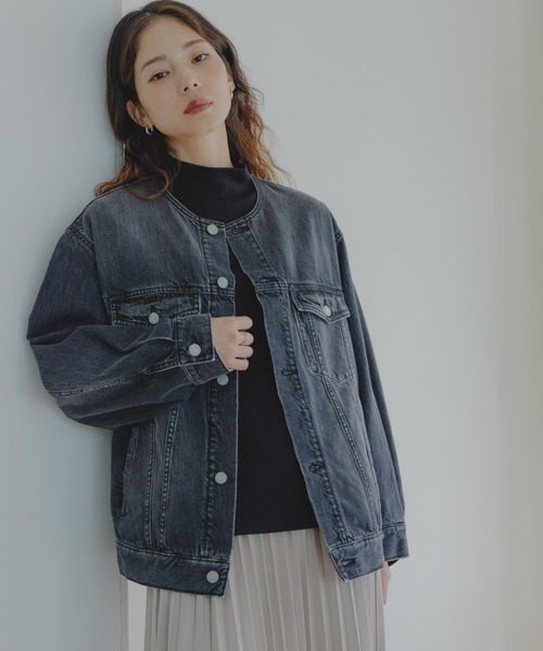 ノーカラーオーバーサイズGジャン（デニムジャケット）｜URBAN