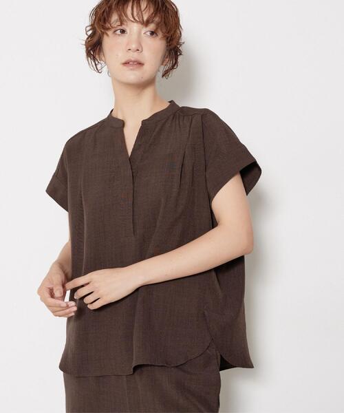 Dessin(デッサン)の「【2点セット/ウエストゴム/洗える】スキッパ―シャツ&ストレートパンツセット(セットアップ・レディース・チャコールグレー/ダークウッド/ライトグレー・02/03/01/00)」の11枚目の写真