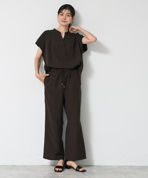 Dessin(デッサン)の「【2点セット/ウエストゴム/洗える】スキッパ―シャツ&ストレートパンツセット(セットアップ・レディース・チャコールグレー/ダークウッド/ライトグレー・02/03/01/00)」の20枚目の写真