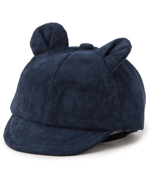 Ampersand（アンパサンド）の「くま耳ベビーキャップ（キャップ・キッズ・ネイビー/ベージュ・48/46）」の2枚目の写真