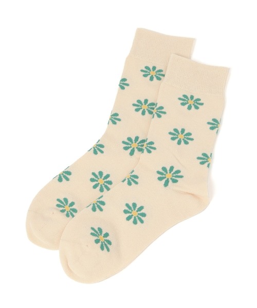 LAKOLE（ラコレ）の「フラワーロングソックス / 579861（ソックス/靴下・レディース・ネイビー/アイボリー/グレー/ライトグレー/ライトブルー・FREE）」の3枚目の写真