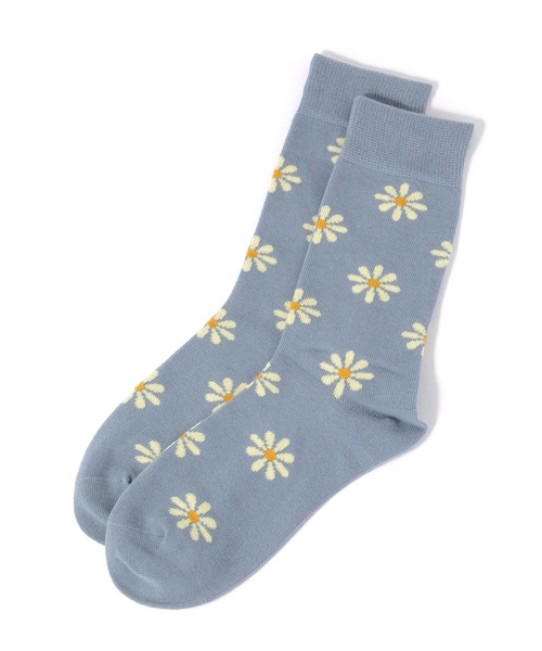 LAKOLE（ラコレ）の「フラワーロングソックス / 579861（ソックス/靴下・レディース・ネイビー/アイボリー/グレー/ライトグレー/ライトブルー・FREE）」の4枚目の写真