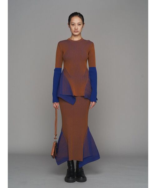 UN3D.（アンスリード）の「BI-COLOR RIB SKIRT / バイカラーリブスカート（スカート・レディース・キャメル/イエロー/ブラック・38/36）」の9枚目の写真