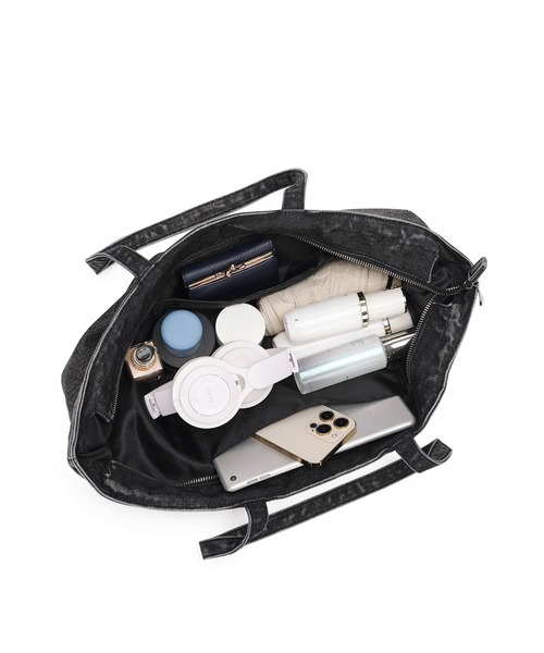 EVRIS（エヴリス）の「【EVRIS/エブリス】ロゴエンボス　ラージトートバッグ／A4収納可（トートバッグ・レディース・ブラック/ワンウォッシュ・FREE）」の13枚目の写真