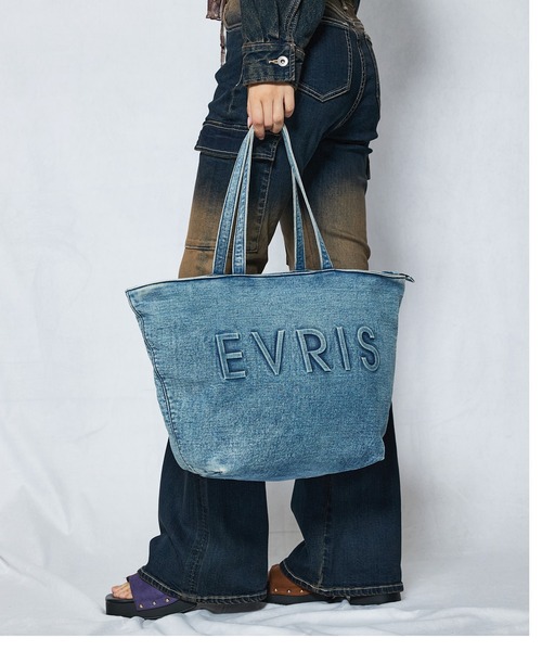 EVRIS（エヴリス）の「【EVRIS/エブリス】ロゴエンボス　ラージトートバッグ／A4収納可（トートバッグ・レディース・ブラック/ワンウォッシュ・FREE）」の19枚目の写真