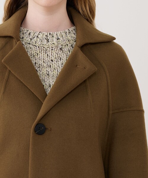 ウールダブルフェイス オーバルロングコート（チェスターコート