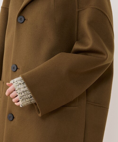 ウールダブルフェイス オーバルロングコート（チェスターコート