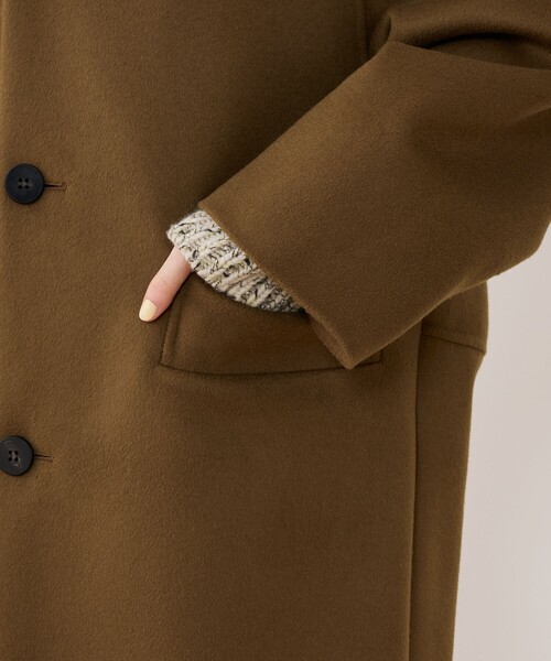 ウールダブルフェイス オーバルロングコート（チェスターコート