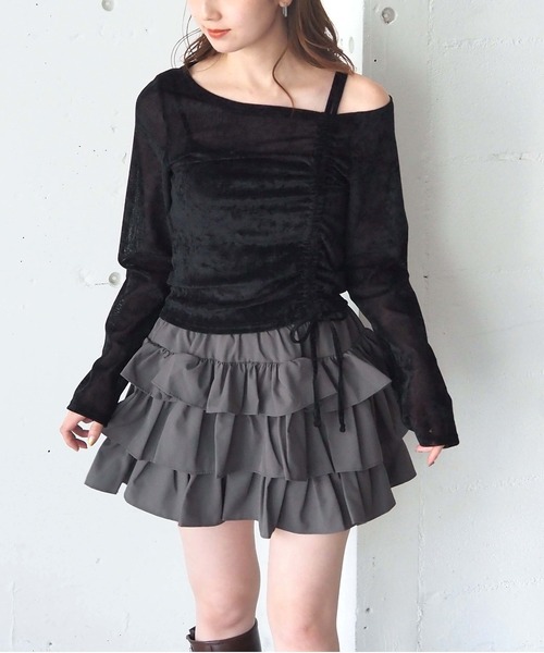 tiptop(ティップトップ)の「シアーベロアドロストプルオーバー(Tシャツ/カットソー・レディース・ブラック/アイボリー/チャコールグレー・FREE)」の19枚目の写真