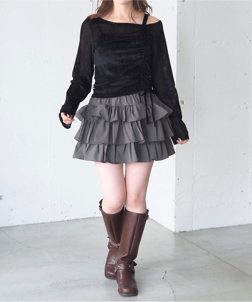 tiptop(ティップトップ)の「シアーベロアドロストプルオーバー(Tシャツ/カットソー・レディース・ブラック/アイボリー/チャコールグレー・FREE)」の20枚目の写真