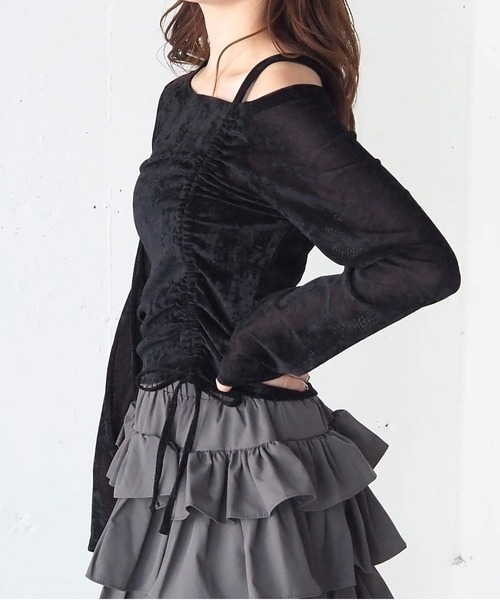 tiptop(ティップトップ)の「シアーベロアドロストプルオーバー(Tシャツ/カットソー・レディース・ブラック/アイボリー/チャコールグレー・FREE)」の22枚目の写真