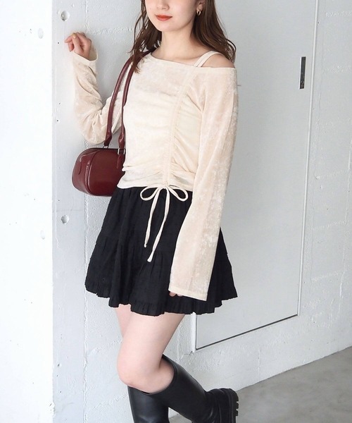 tiptop(ティップトップ)の「シアーベロアドロストプルオーバー(Tシャツ/カットソー・レディース・ブラック/アイボリー/チャコールグレー・FREE)」の5枚目の写真