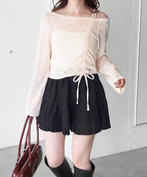 tiptop(ティップトップ)の「シアーベロアドロストプルオーバー(Tシャツ/カットソー・レディース・ブラック/アイボリー/チャコールグレー・FREE)」の6枚目の写真