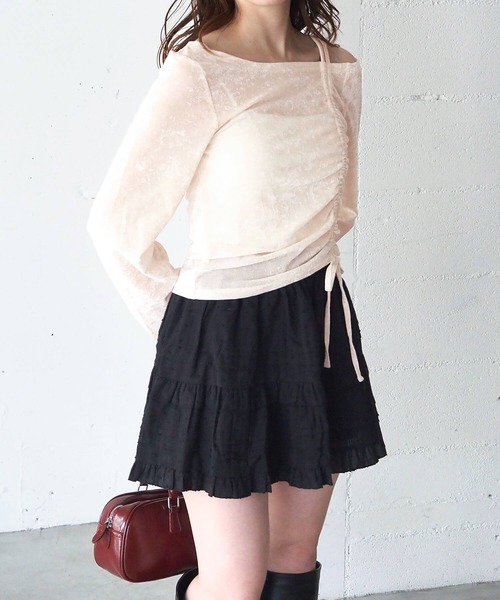 tiptop(ティップトップ)の「シアーベロアドロストプルオーバー(Tシャツ/カットソー・レディース・ブラック/アイボリー/チャコールグレー・FREE)」の7枚目の写真