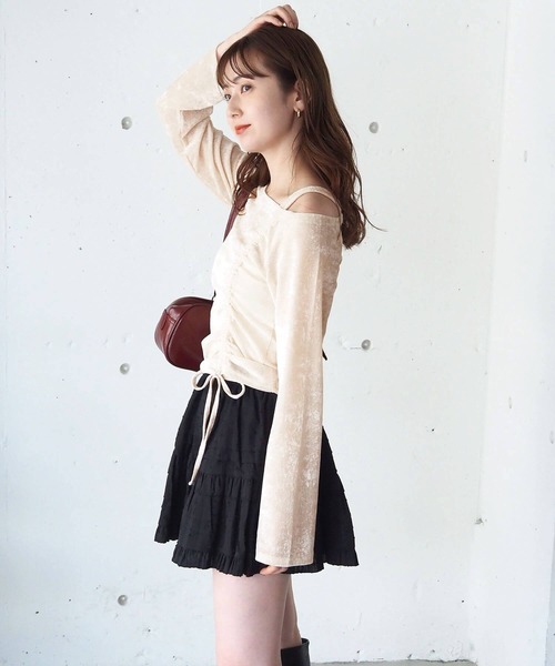 tiptop(ティップトップ)の「シアーベロアドロストプルオーバー(Tシャツ/カットソー・レディース・ブラック/アイボリー/チャコールグレー・FREE)」の8枚目の写真