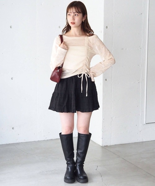 tiptop(ティップトップ)の「シアーベロアドロストプルオーバー(Tシャツ/カットソー・レディース・ブラック/アイボリー/チャコールグレー・FREE)」の9枚目の写真