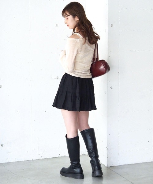 tiptop(ティップトップ)の「シアーベロアドロストプルオーバー(Tシャツ/カットソー・レディース・ブラック/アイボリー/チャコールグレー・FREE)」の12枚目の写真