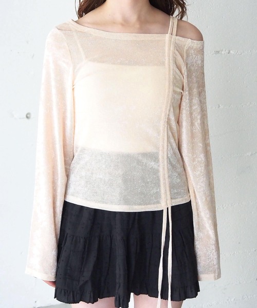 tiptop(ティップトップ)の「シアーベロアドロストプルオーバー(Tシャツ/カットソー・レディース・ブラック/アイボリー/チャコールグレー・FREE)」の13枚目の写真