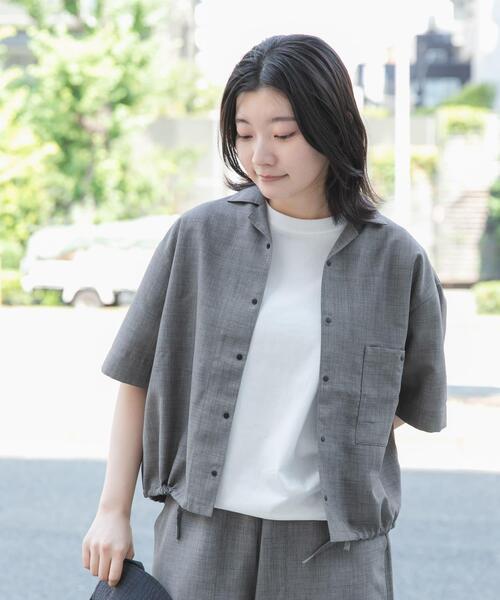 EKAL(エカル)の「『UR TECH』ハイツイストオープンカラーシャツ(シャツ/ブラウス・レディース・モカ/チャコールグレー・ONE)」の15枚目の写真