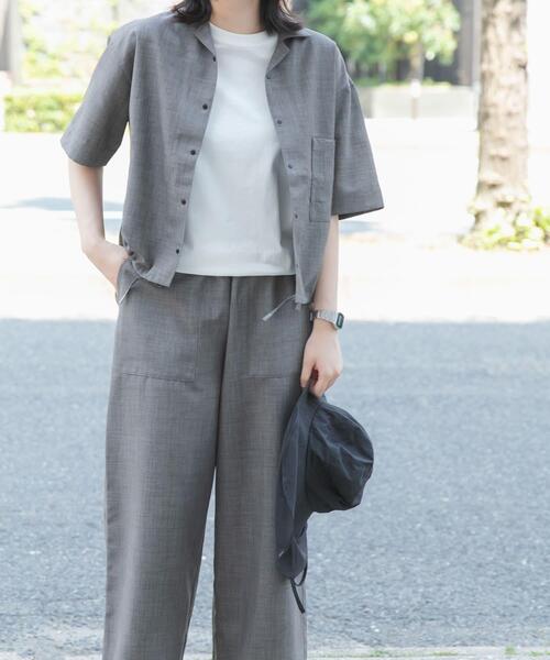 EKAL(エカル)の「『UR TECH』ハイツイストオープンカラーシャツ(シャツ/ブラウス・レディース・モカ/チャコールグレー・ONE)」の18枚目の写真