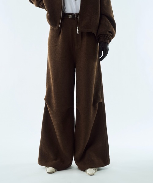 seyto サイズ2 / ツイードボリュームワイドパンツ Tweed volume tuck wide pants / ツイードボリュームワイドパンツ