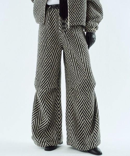 Tweed volume tuck wide pants / ツイードボリュームワイドパンツ