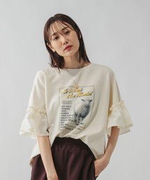 GLOBAL WORK | リメイク風フリルプリント7分袖/589278(Tシャツ/カットソー)